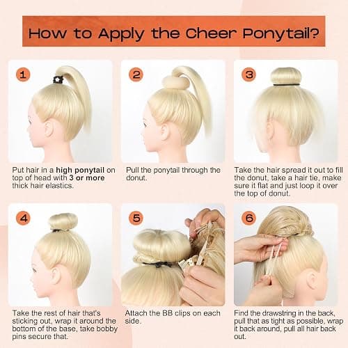 SEIKEA Cheer Ponytail Hair Piece, 18" Straight Cheerleader Hairpiece Ponytail Extension for Cheer Competitions, Dance, Costume, Dress up, Soft Natural Look for Teens Girls Blonde thumbnail 7
