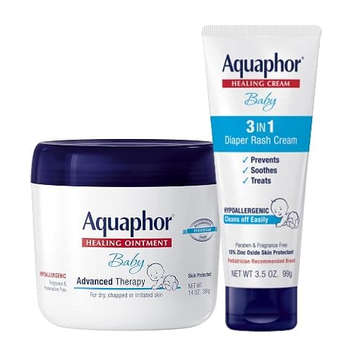 Aquaphor Baby Healing Ointment (14 Oz) + 3-in-1 Diaper Rash Cream (3.5 Oz), Hypoallergenic and Fragrance Free Skin Care Set for Babies - Image 1
