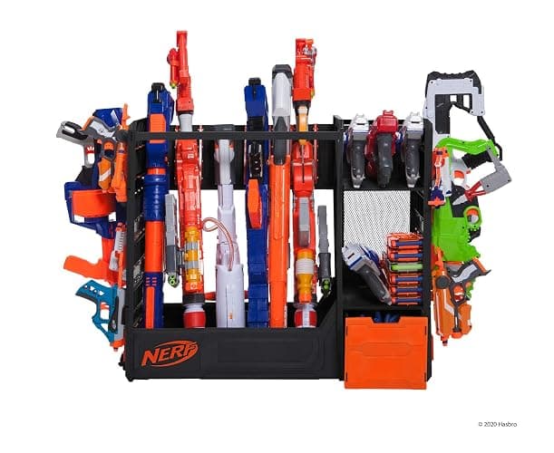 Nerf Elite Blaster Rack - Storage for up to Six Blasters, Including Shelving and Drawers Accessories, Orange and Black - Amazon Exclusive thumbnail 3