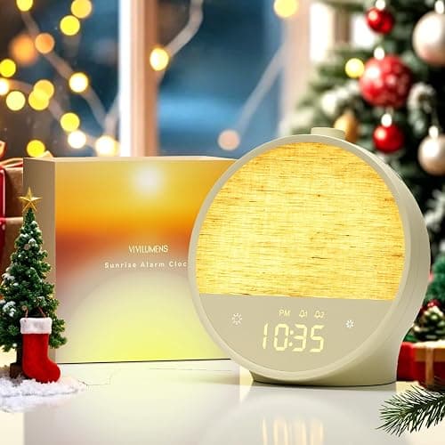 Vivilumens Sunrise Alarm Clock, Gentle Wake-Up Light & Sound Machine, Dual Alarms for Heavy Sleepers Adults, Natural Sounds, RGB Mood Light, Dimmable Bedside Night Lamp Ideal for Bedroom & Gifts - Image 1