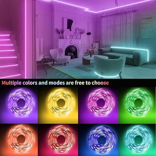 KSIPZE Led Lights for Bedroom 50ft Led Strip Lights with Remote RGB Color Changing Music Sync Smart App Control for Room Bedroom Lighting Flexible Home Décor thumbnail 5