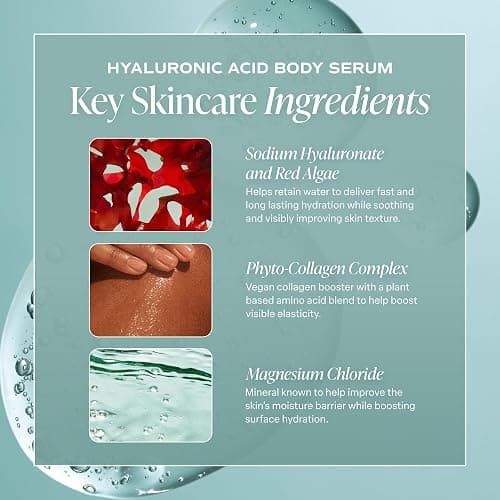Saltair Hyaluronic Acid Body Serum – Hydrating Body Lotion for Smoother Looking Skin – Sheer Gel Moisturizer with Sodium Hyaluronate & Red Algae – Fragrance-Free HA Hydrator – 13oz Pump Bottle thumbnail 5