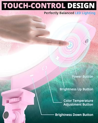 UBeesize Upgraded 12'' Ring Light with 62'' Tripod Stand and Magnetic Phone Holder,LED Selfie RingLight for iPhone with Remote,Circle Light for Tiktok/YouTube/Photography/Makeup/Live Stream Pink thumbnail 4