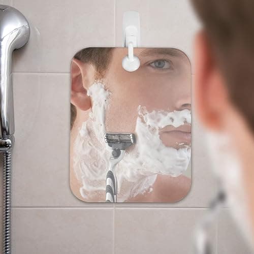 Shave Well Deluxe Anti-Fog Shaving Mirror with Removable Adhesive Hook | Fogless Hanging Bathroom Shower Mirror with Handheld Option | Includes Long-Lasting Removable Adhesive Hook for Wall thumbnail 2