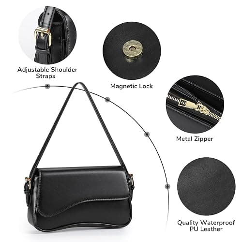 Etercycle Shoulder Bag for Women, Clutch Purse PU Leather Crossbody Bag with 2 Adjustable Straps and Zipper Closure Handbag Y2K Trendy Hobo Bag thumbnail 5