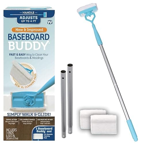 Baseboard Buddy | Lightweight Home Cleaning Essential, Perfect for Baseboards, Moldings & Walls, Glide & Wipe Trapping & Locking Dirt & Dust | As Seen on TV, (1 3 Reusable Pads) - Image 1