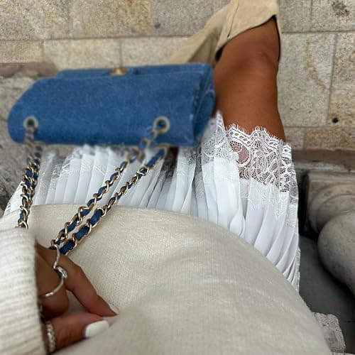Women Lace Slip Skirt Ruffle Pleated Layered Y2k Flowy Skort with Built in Shorts thumbnail 6