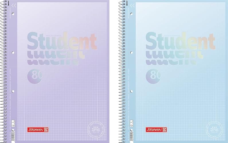 BRUNNEN College Notepad Premium Student "Pastel 2" | A4, Line Style 28, 80 Sheets, Assorted - Image 1