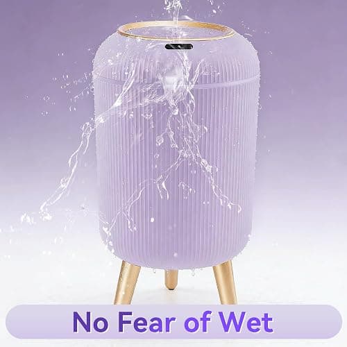 onlcuk Motion Sensor Bathroom Trash Can with Lid, 3 Gallon/11L Automatic Bathroom Wastebasket,Touchless Trash Bin with Removable Legs for Kitchen,Office,Toilet,Bedroom,Smart Sensor Trashcan-Purple thumbnail 6