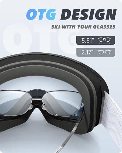 RIOROO Skibrille, Snowboard Brille für Brillenträger Herren Damen Erwachsene Jugendliche Doppel-Objektiv 105% UV-Schutz Kompatibler Helm Anti Fog Skibrillen für Skifahren Motorrad Fahrrad Skaten thumbnail 4
