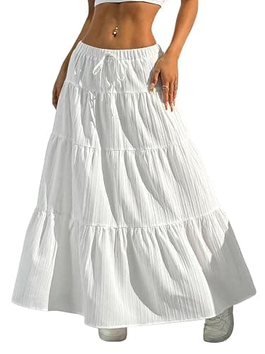 Verdusa Women's Boho Skirt Flowy Flared Ruffle Summer Long Maxi Skirts Going Out Outfits - Image 1