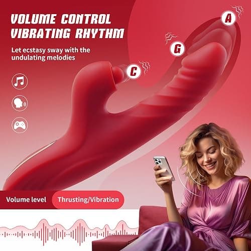 Vibrator Thrusting Dildo for Women Toendi G Spot Rose Toy Clitoral Stimulator Sex Toys Dildos Vibrator with 10 Vibration 7 Thrust Mode with Licking, Rabbit Vibrators Adult Sex Toy Couple AI Sync Games thumbnail 8