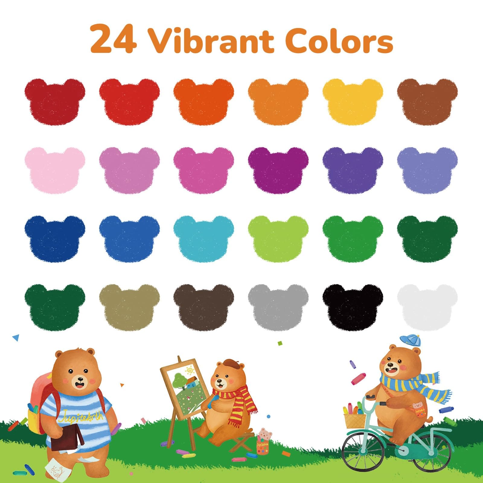 24-Color Crayons for Toddlers 1-3 and Kids 4-8, Non-Toxic Washable Crayons, Ultra-Silky Easy-Grip Art Supplies, Ideal Coloring Boys and Girls thumbnail 6