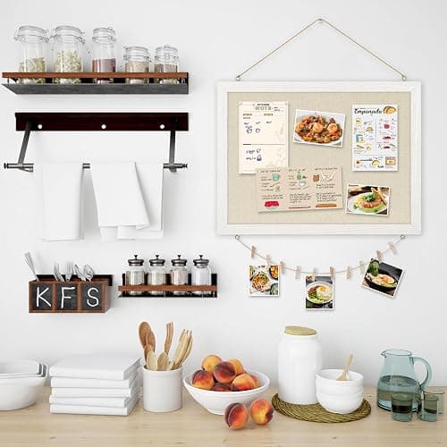 DOLLAR BOSS Bulletin Boards with Linen 1-Pack 16''X 12'' Double-Sided Cork Board for Walls Wood Framed Bulletin Boards, Small Pin Board for Home Kitchen Office Decorative Hanging 10 Pushpins thumbnail 8