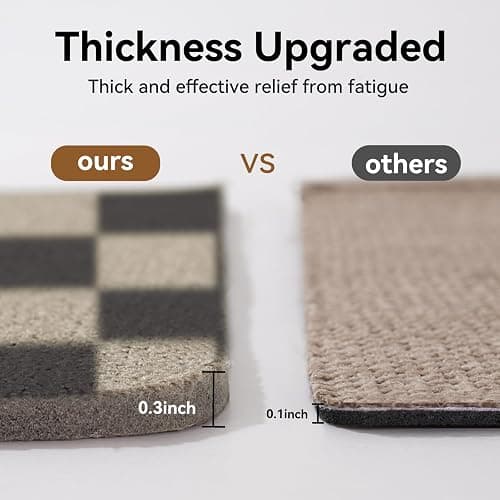 YDKGL Kitchen Rugs Kitchen Mats for Floor Non Slip Beige Checkered 17"x30" | Super Absorbent Woven Rubber Backing Washable Kitchen Floor Mat Sink Mat Runner Rugs Front of Sink, Easy Clean thumbnail 8