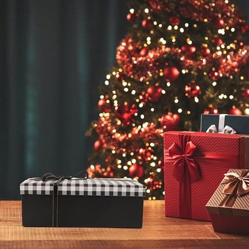 Luxury Gift Boxes,5 Pack Large Gift Boxes Gift Boxes Decorative Gift Boxes Christmas Gift Boxes Wedding Gift Boxes,9.8x7x3.3 With Plaid Lids & Ribbon, Decorative Christmas, Wedding & Birthday Gift Boxes thumbnail 4