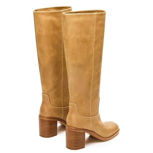 heelchic Knee High Boots for Women Campus Banana Square Toe Chunky Block Heel Tall Boots Long Riding Boots thumbnail 5