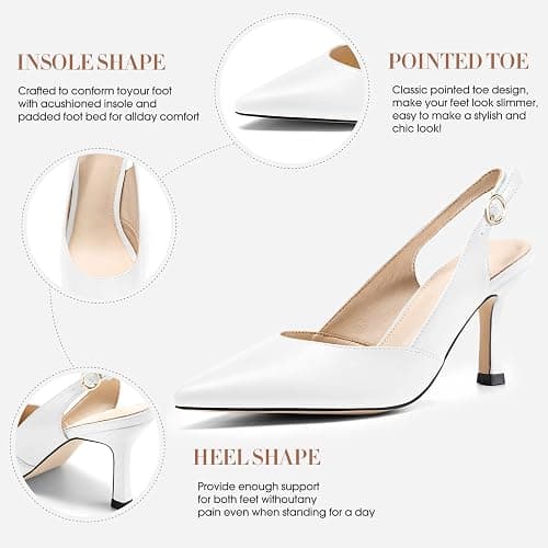Rilista Women's Slingback Kitten Heels Closed Pointed Toe Backless Wedding Party Dress Pumps Shoes thumbnail 5