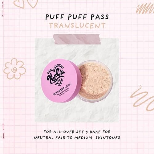 Kimchi Chic Beauty Puff Puff Pass Set and Bake Setting Powder for Makeup, Extra Fluffy Loose Face Powder Poof, Soft Natural Face Makeup for Uneven Skin Tone, 03 Translucent thumbnail 5
