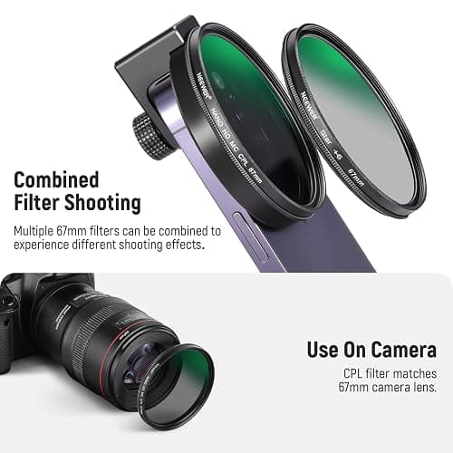 NEEWER CPL Filter for Phone, 67mm Camera Lens Polarizing Filter with Metal Cold Shoe Phone Clip Compatible with iPhone 16 15 Pro Max Plus 14 13 Pro Max Mini 12 11 X XS Max Samsung Galaxy, FL-27 thumbnail 7