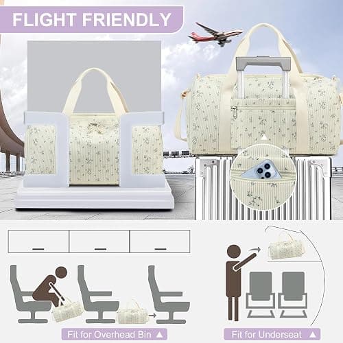 BTOOP Duffle Bag for Gym Sports Women Girls Workout Travel Bag Weekender with Shoe Compartment and Wet Pocket thumbnail 3