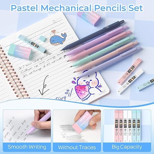 Nicpro 50PCS Cute Spiral Notebook Stationary Set For Women, Bible Journal Set, 3PCS A5 Spiral Notebook, Gel Pens, Sticky Notes & Tabs, Gift Box, Mechanical Pencils for Study Aesthetic School Supplies thumbnail 4