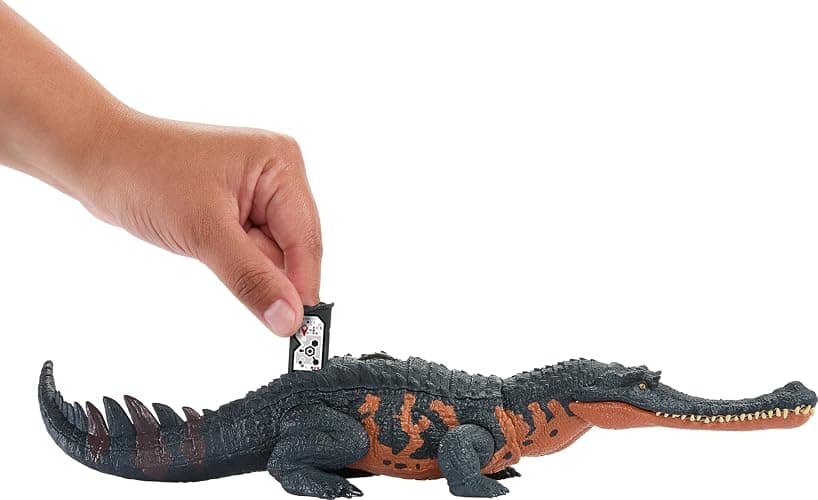 Mattel Jurassic World Wild Roar Dinosaur Toy with Sound & Attack Move, Gryposuchus Posable Action Figure Includes Digital Play, 11 inches Long - Gryposuchus thumbnail 6