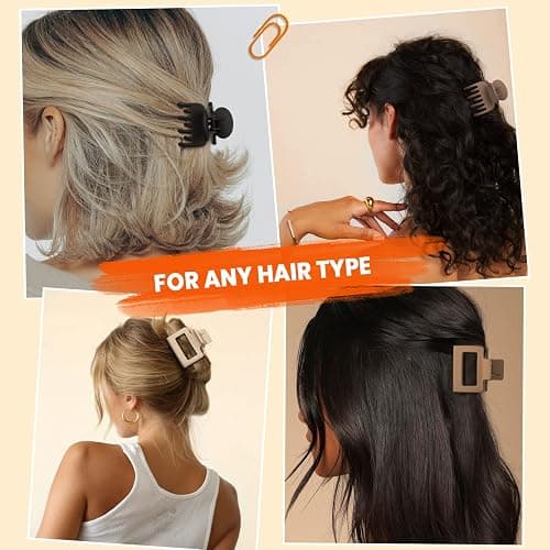 DEPOKA Matte Hair Clips for Women and Girls - Rectangle and Double Row Small Claw Clips for Thin/Medium Fine Hair - Nonslip Jaw Clips (Beige, Khaki, Brown, Black) thumbnail 5