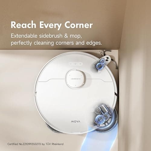 MOVA P10 Pro Ultra Robot Vacuum and Mop, 140°F Water Washing & Drying | 13,000Pa Suction, Dual Spinning Extenable Mop, 10.5mm Lifting for Carpet, 360°Obstacle Avoidance, Voice & App Control thumbnail 3