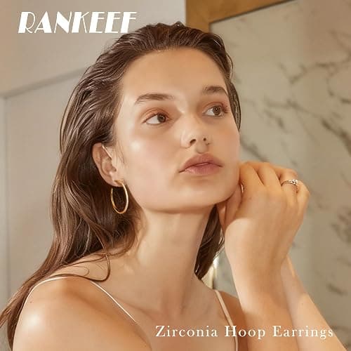 RANKEEF Gold/Silver Hoops Earrings For Women Hypoallergenic | S925 Silver Hoop Earings Lightweight Gold Hoops Gold Rhinestone Earring With Cubic Zirconia 20/30/40mm thumbnail 7