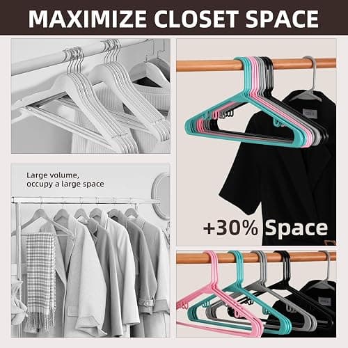 Plastic Clothes Hangers Pink, 40 Pack Space Saving, Sturdy Design for All Garments thumbnail 4
