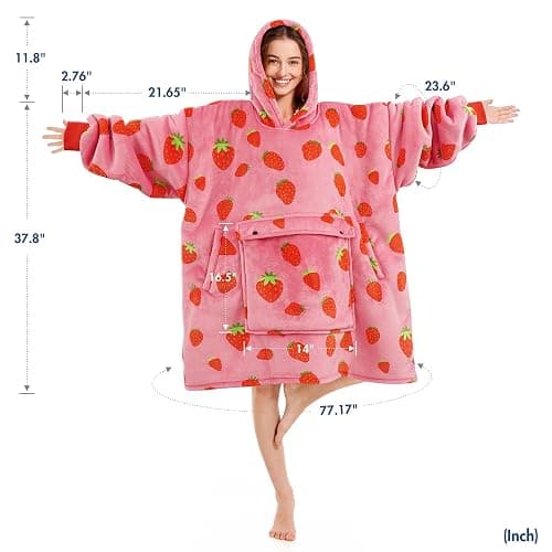 Narecte Cozy Oversized Hoodie Blanket Wearable Blanket for Adults | Sherpa Fleece Hooded Blanket, Soft Flannel Sweatshirt Blanket, Giant Pocket, Ribbed Cuffs, Extra Warm Comfort, Birthday Gift thumbnail 4