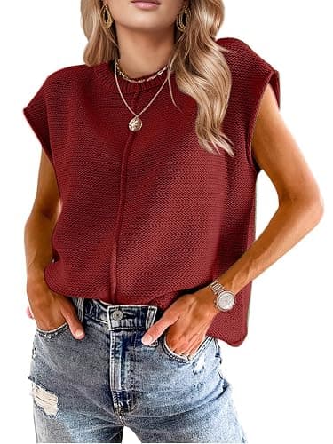 Womens Spring Fashion 2026 Summer Tops Boho Sweater Trendy Western Casual Cap Sleeve Rodeo Vest Cute Vacation Outfits - Image 1