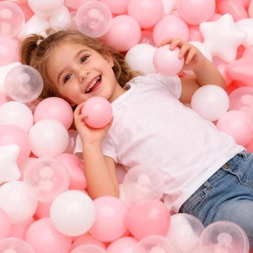 GOGOSO Ball Pit Balls,Plastics Balls for Ball Pit, Stars Hearts Shape for PastelBall for Toddlers Kids thumbnail 4