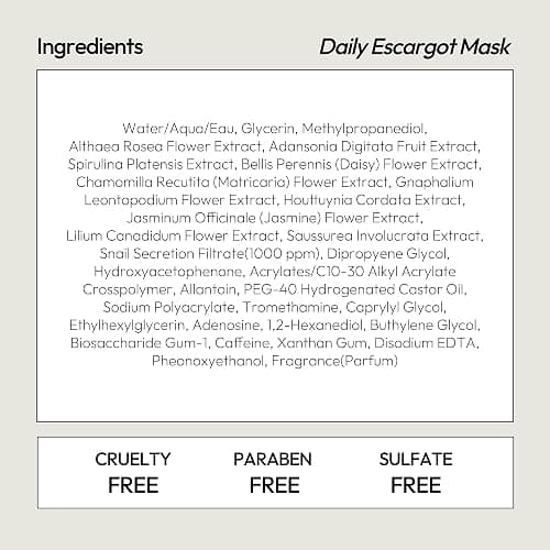 LAPCOS Escargot Sheet Mask, Daily Face Mask with Snail Filtrate to Moisturize and Soothe Skin, Korean Beauty Favorite, 5-Pack thumbnail 7