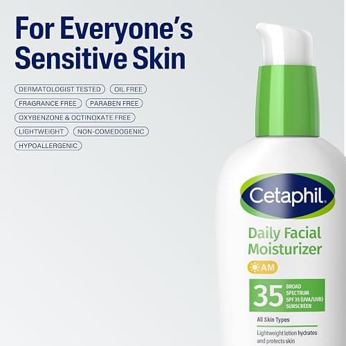 Cetaphil Face Moisturizer, Daily Oil Free Facial Moisturizer with SPF 35, For Dry or Oily Combination Sensitive Skin, Fragrance Free Face Lotion thumbnail 7