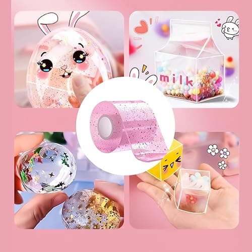 Lezevn 3 Rolls Sequined Nano Tape Double Sided Adhesive Tape Transparent Nano Tape Removable Washable Gel Tape for Kids DIY thumbnail 4