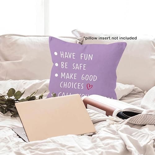 MONALET Purple Call Your Mom Dorm Throw Pillow Covers 18x18, Back to School Decor Pillow Cases Gifts for Classroom Teen Girl Dorm Room Bedroom, Freshman College Pillowcases for Couch Bed Sofa thumbnail 5