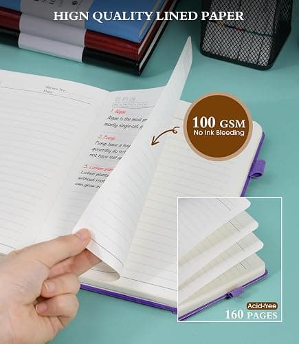 Ansopu Lined Journal Notebook for Writing, A5 100 GSM Thick Paper, Leather Hardcover Journal for Woman Men, Travel Journal Diary 160 Pages(5.75'' X 8.38''Purple) thumbnail 6