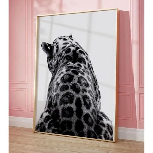 ZBELLO 3PCS/SET Canvas Painting, Black & White Leopard Print Unframed Canvas Wall Art, Retro Fashion Posters for Living Room & Entryway (A,50x70cm) thumbnail 3