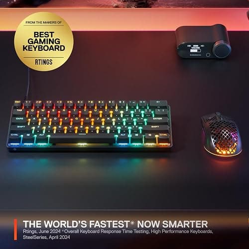 SteelSeries Apex Pro Mini Gen 3 OmniPoint 3.0 HyperMagnetic Switches — Adjustable Actuation — Rapid Trigger — Rapid Tap/SOCD — RGB — PBT Keycaps — USB-C (Renewed) thumbnail 3