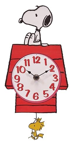 Mark Feldstein, Peanuts Snoopy's Dog House with Woodstock Pendulum Pal Wall Clock, 12 Inch - Image 1