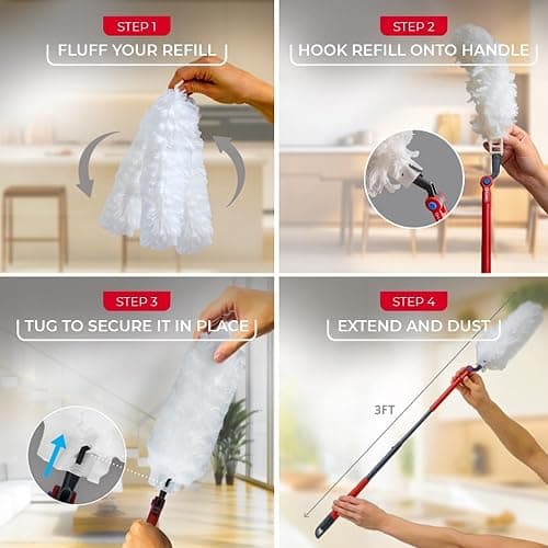 O-Cedar Flex & Catch Heavy Duty Dusting Kit with 15 Disposable Duster Refills | New & Improved Model | Extendable 3 Ft Handle with Stay-On Duster Hook | Traps 3X More Dust Than Feather Dusters thumbnail 4