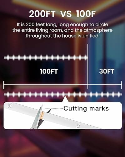 VOLIVO LED Strip Lights for Bedroom 200ft, Smart Bluetooth RGB Light Strips with App Control & Music Sync, Color Changing LED Lights for Room, Home, Party Decor thumbnail 7