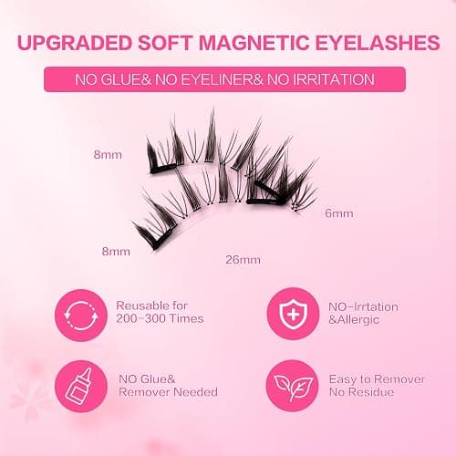 Reusable Magnetic Lashes Natural Look Magnetic Eyelashes without Eyeliner No Glue Needed False Eyelashes Magnetic Lashes Kit with Applicator thumbnail 5