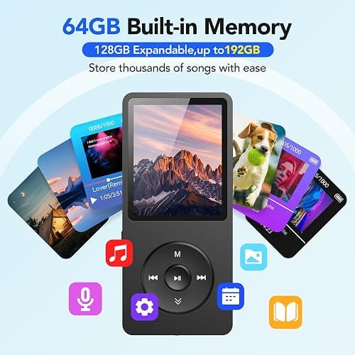 AGPTEK A02PL 64GB MP3 Player, 65 Hours Playback Music Player, Black | Lossless Sound, Supports up to 128GB thumbnail 3