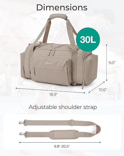 BAGSMART 4-IN-1 Gym Bag for Women Men, TSA Duffle Bag for Travel | With Shoe Compartment & Wet Pocket, 22L/30L/38L Tactical Backpack with 40oz Water Bottle Holder, Lightweight, Water-resistant thumbnail 7
