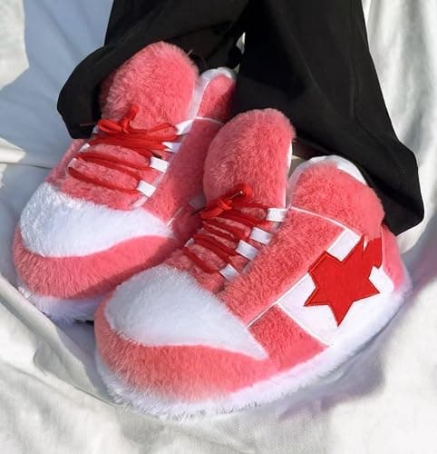 CUTEGAL Sneaker Slippers Star Fluffy Shoes Memory Foam One Size Indoor Comfy and Trendy for Men Unisex Home Pantuflas thumbnail 2