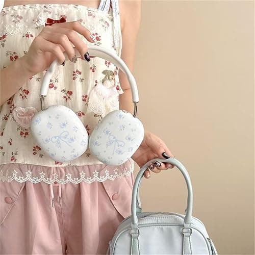 SCJLSDA for AirPods Max Case Woman,Cute Exquisite Bow Flower Pattern Design,Floral Print Shock Buffer Headphones Ear Buds Protective Cover for Girls (Bow) thumbnail 7