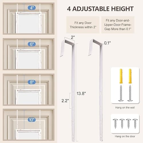 LXWZHK 48"x14" Door Mirror, Rustic Full Length Mirror, Over The Door Hanging Mirrors Full Length, Wooden Hanging Mirrors for Bedroom, Bathroom, White thumbnail 2